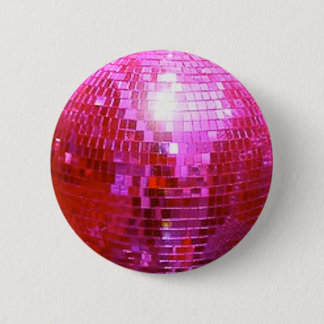 FUSHIA DISCO BALL DANCE PARTY 2 INCH ROUND BUTTON