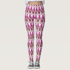 Fushia green lavender white small print leggings