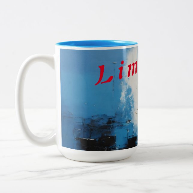 "Fusion d'infini : Mug à deux tons avec bleu Abstr (Gauche)