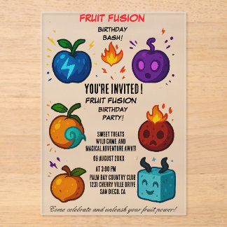 Fusion Fruit Anniversaire Fête Invitation | Coloré