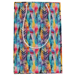 Fusion Harmony: Colorful Watercolor Batik Shibori Medium Gift Bag