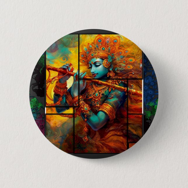 FUSION-LORD KRISHNA Chennai 2 Inch Round Button (Front)