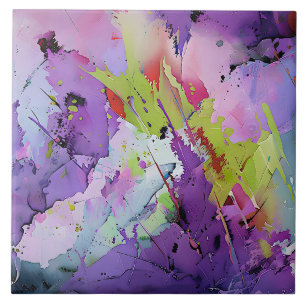 "Fusion of Hues" Contemporary Abstract Art Tile