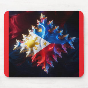 Fusion Of Philippine Flag And Mandelbrot Fractal Mouse Pad