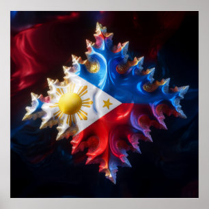 Fusion Of Philippine Flag And Mandelbrot Fractal Poster