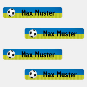 Fußball blau grün - 96 schmale Kinder Etiketten
