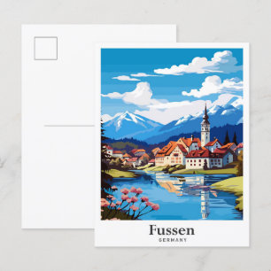 Fussen Germany Art Vintage Travel Illustration Postcard