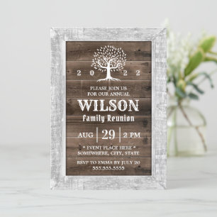 Fustic Annual Family Reunion Vintage Wood Frame  Invitation