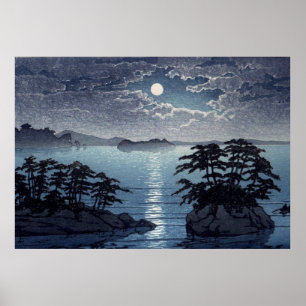 Futago Island  Moonlight Matsushima Kawase Hasui Poster