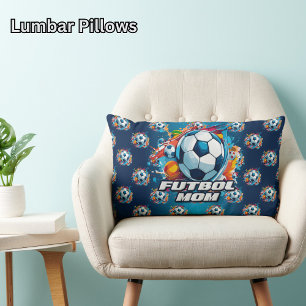 Futbol Mom Soccer Ball Pattern Lumbar Pillow
