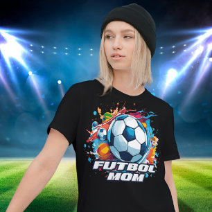 Futbol Mom Soccer Ball Pattern T-Shirt