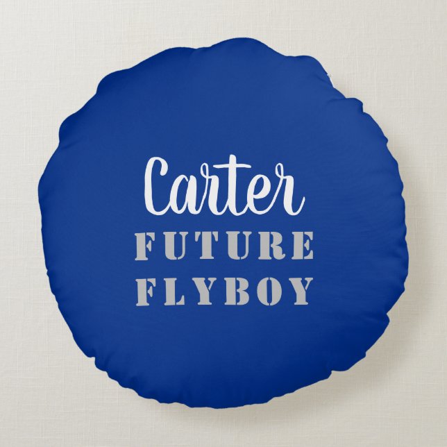 Futur Flyboy Militaire Personnalisé Coussin Rond (Dos)