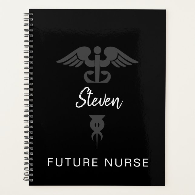 Futur infirmière Médicale Caduceus Noir Personnali (Devant)