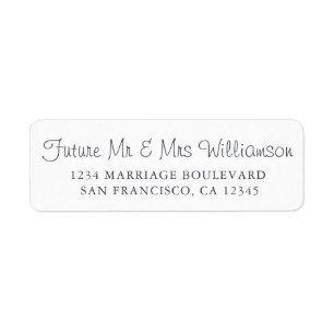 Futur M. Mme Black White Mariage Adresse de retour