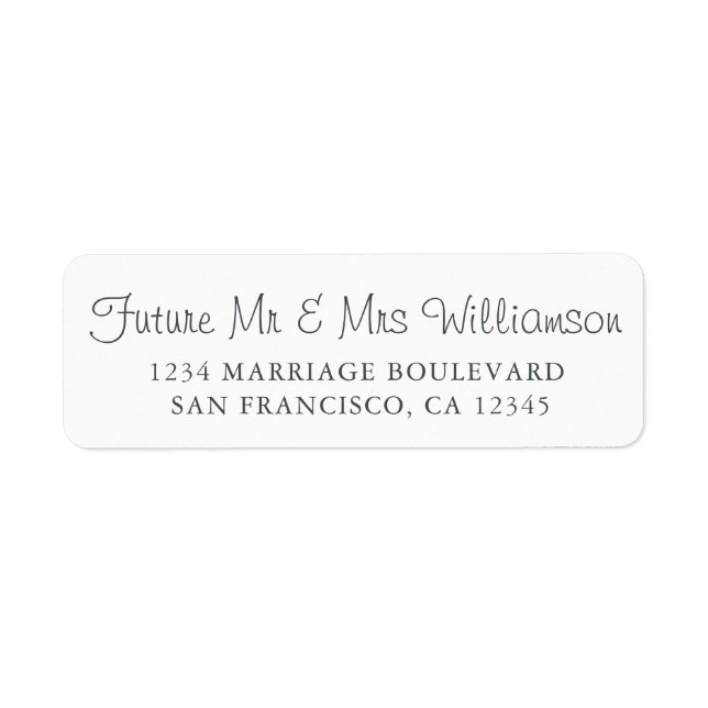 Futur M. Mme Black White Mariage Adresse de retour (Devant)