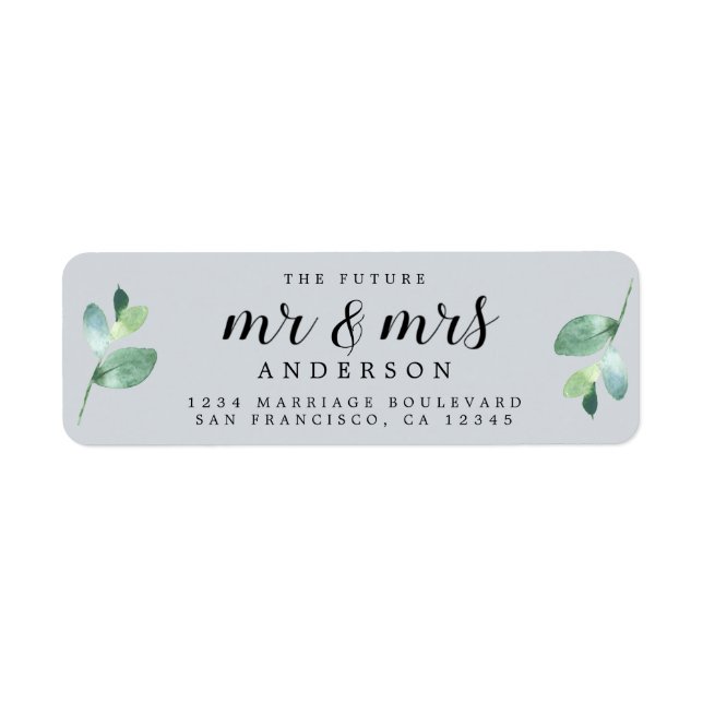 Futur M. Mme Blue Foliage Mariage Adresse de retou (Devant)