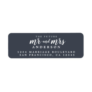 Futur M. Mme Dark Blue Mariage Adresse de retour
