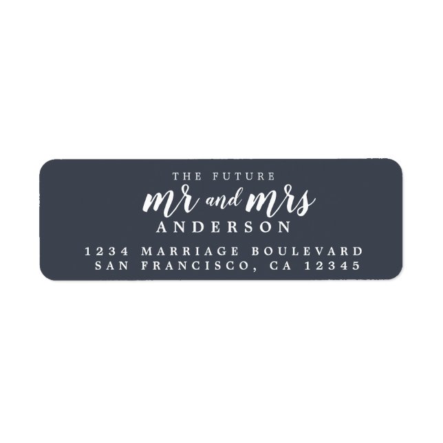 Futur M. Mme Dark Blue Mariage Adresse de retour (Devant)