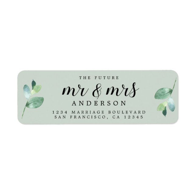 Futur M. Mme Foliage Green Adresse de retour Label (Devant)