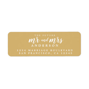 Futur M. Mme Gold Yellow Mariage Adresse de retour