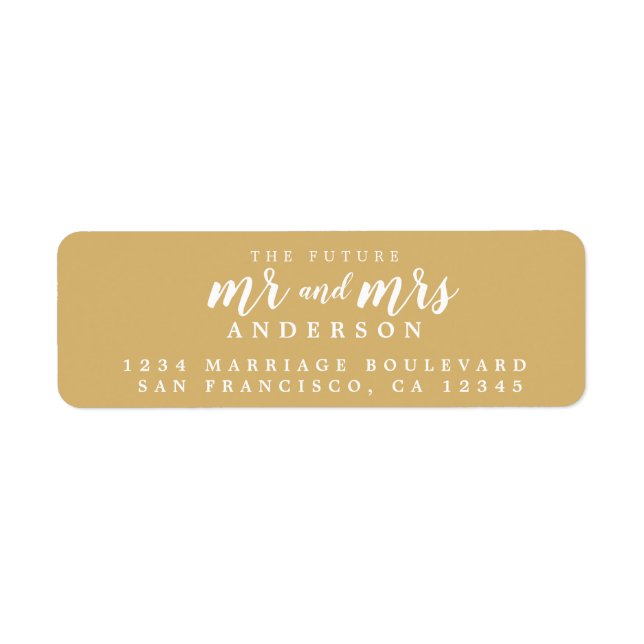 Futur M. Mme Gold Yellow Mariage Adresse de retour (Devant)