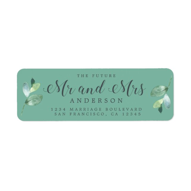 Futur M. Mme Green Foliage Mariage Adresse de reto (Devant)