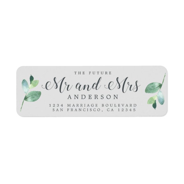 Futur M. Mme Green Foliage Mariage Adresse de reto (Devant)