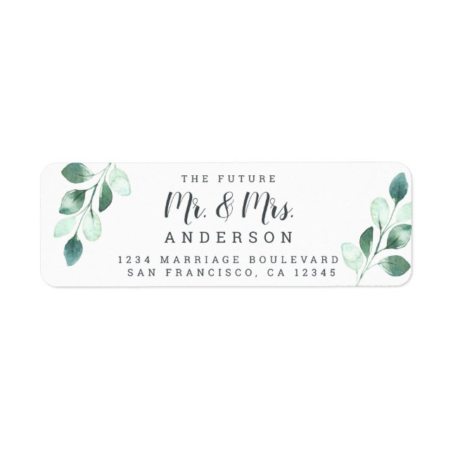 Futur M. Mme Green Foliage Mariage Adresse de reto (Devant)