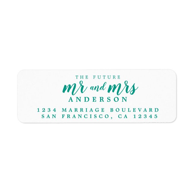 Futur M. Mme Green Ink Script Adresse de retour (Devant)