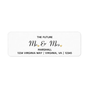 Futur M. & Mme Mariage Adresse Étiquette de retour
