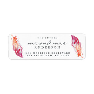 Futur M. Mme Pink Feather Mariage Adresse de retou