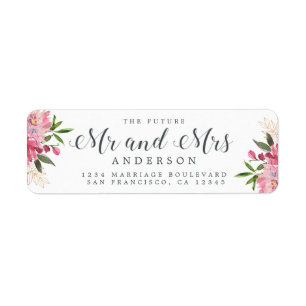 Futur M. Mme Pink Floral Mariage Adresse de retour