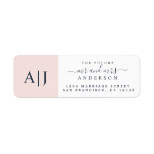 Futur M. Mme Pink Monogram Mariage Adresse de reto