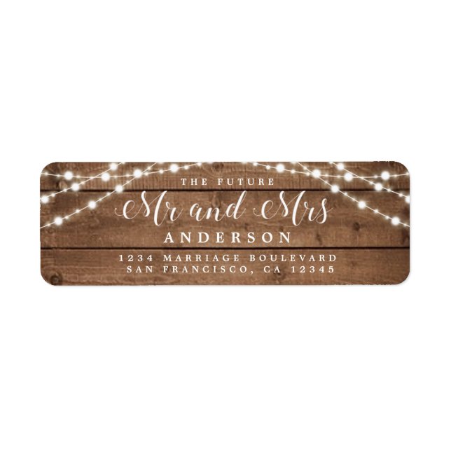 Futur M. Mme Rustic Lights Mariage Adresse de reto (Devant)