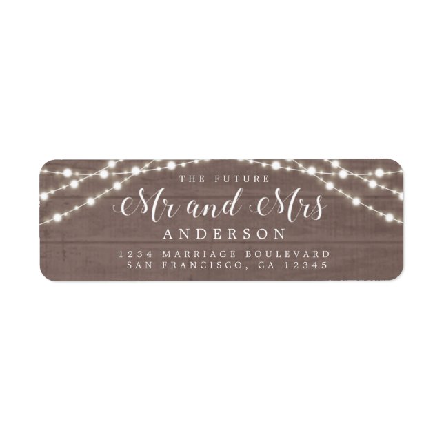 Futur M. Mme Rustic Lights Mariage Retour Adresse (Devant)