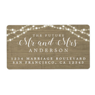 Futur M. Mme Rustic Wood Lights Mariage Adresse L