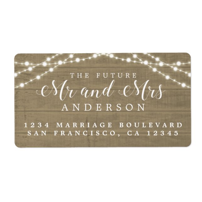 Futur M. Mme Rustic Wood Lights Mariage Adresse L (Devant)