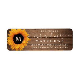 Futur M. Mme Sunflower Monogramme Adresse de retou