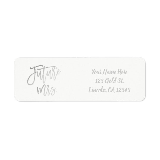 Futur Mme Faux Silver Foil Moderne Script Chic (Devant)