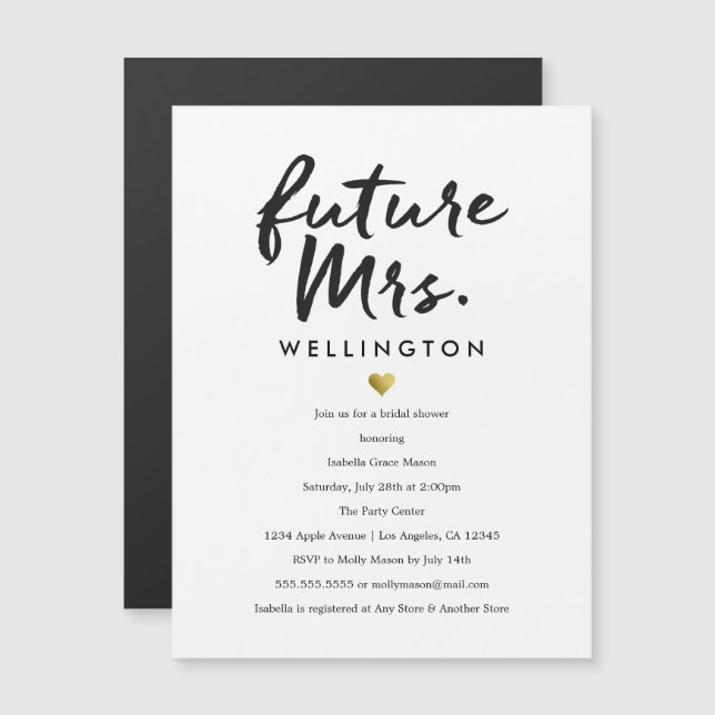 Futur Mme. | Invitation de douche nuptiale (Devant / Derrière)