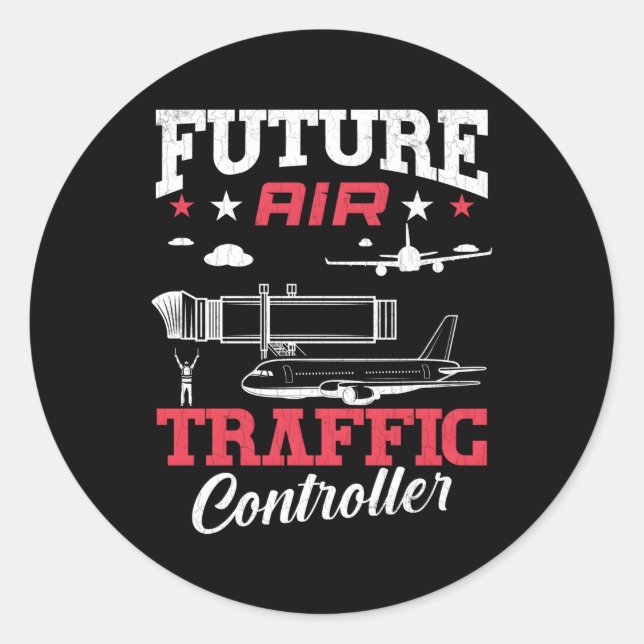 Future Air Traffic Controller Aviation Airplane Classic Round Sticker (Front)