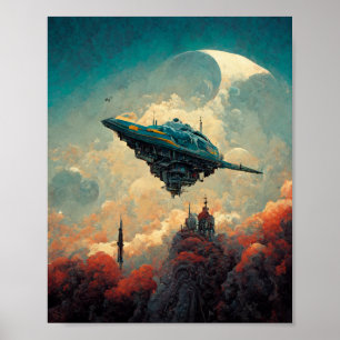 Future Airship Sci-Fi Art Poster
