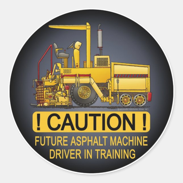 Future Asphalt Paving Machine Driver Kids Sticker (Front)