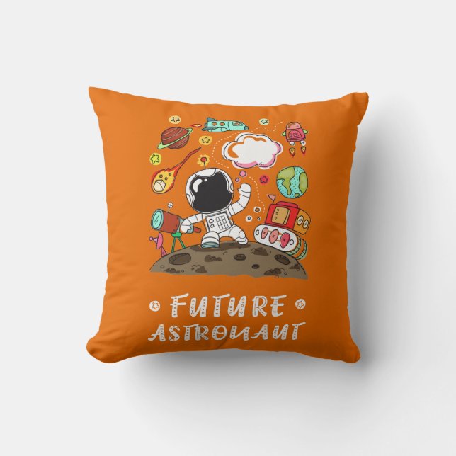 Future Astronaut, Space, Planets, Rocket. Kids Throw Pillow (Front)