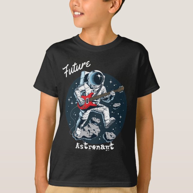 Future Astronaut Space Playing Cool Guitar T-Shirt (Front)