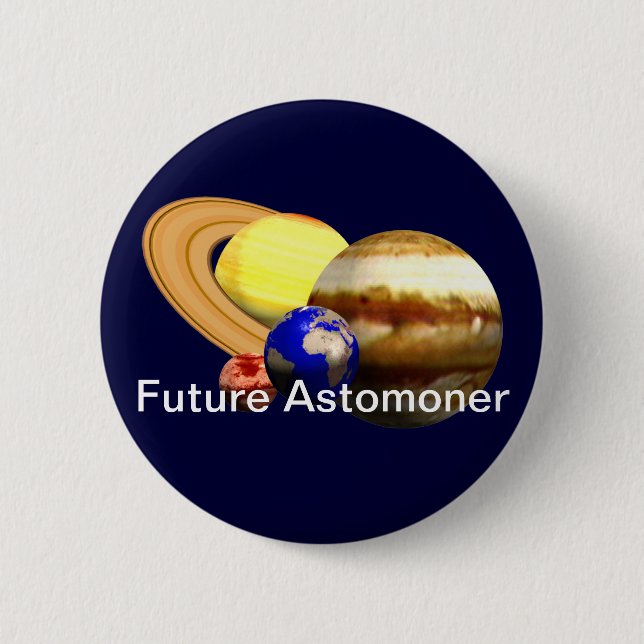 Future Astronomer with Solar System 2 Inch Round Button (Front)