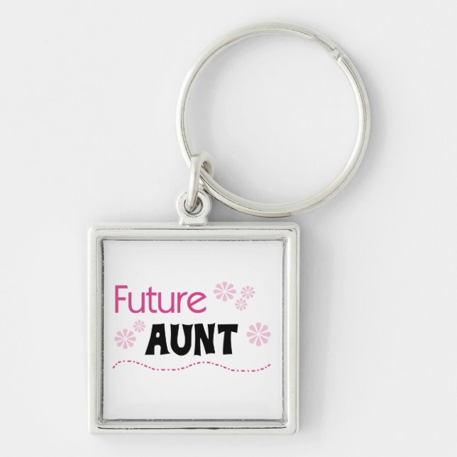 Future Aunt Black and Pink T-shirts and Gifts Keychain (Front)