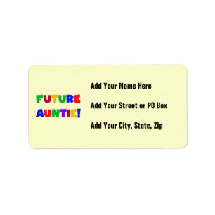 Future Auntie Primary Colours T-shirts and Gifts Label