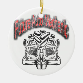 Future Auto Mechanic Skull Design Ceramic Ornament
