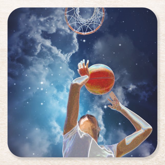 Future Basketball All-Star Square Paper Coaster (Front)